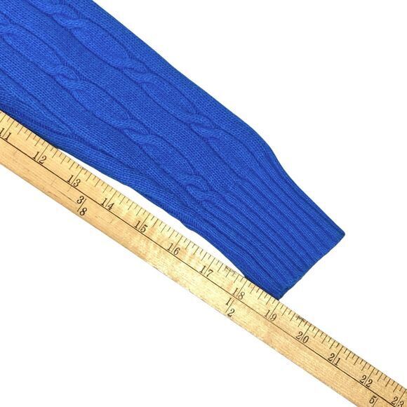 J. Crew Sweater Womens M Blue Cable Knit V Neck Wool Cashmere Preppy Winter Wear - Picture 12 of 13